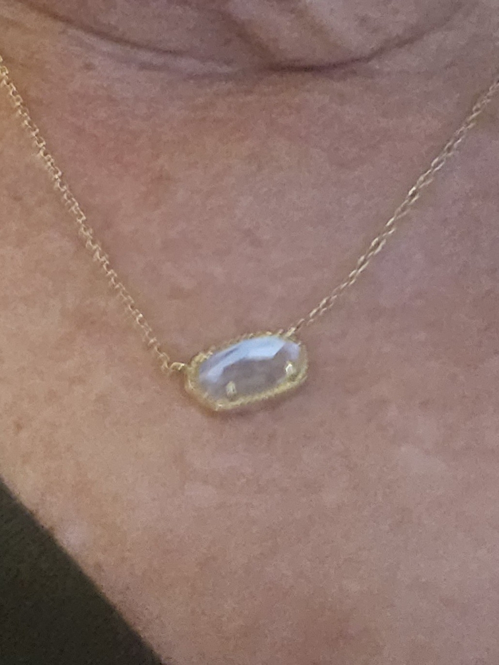 Gold Kendra Scott Style Oval Pendant Necklace - Clear/Gold